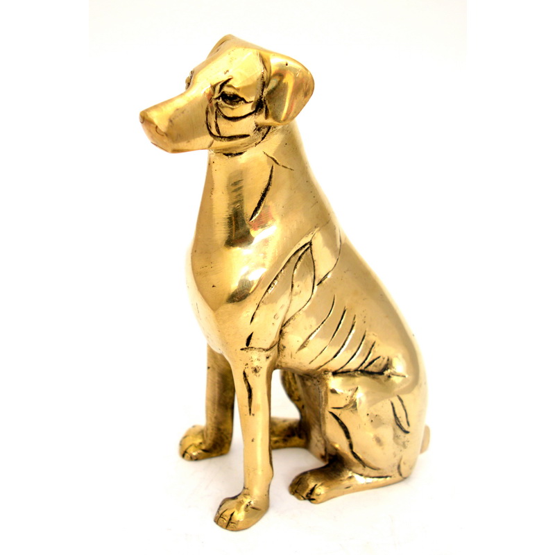 Brass Dog Statue Vastu and Feng Shui for Wealth and Good Luck 7.5 Inch