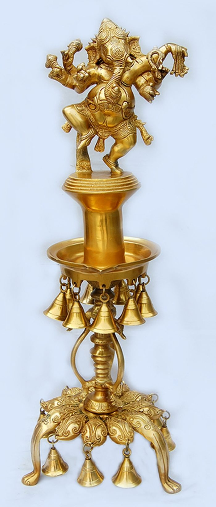 Brass Ganesha Dancing Diya Statue ( C506 )