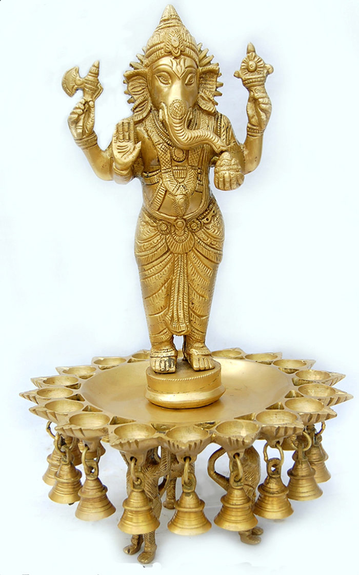 Brass Ganesha Diya Statue ( C508 )